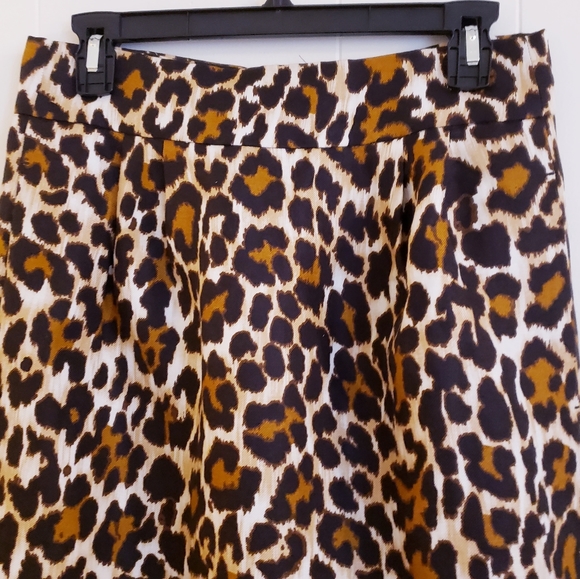 J Crew Women Skirt 8P Leopard Animal Print Linen Blend knee length Style #L3113 - Picture 2 of 14